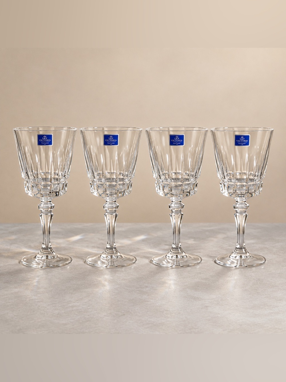 Set of 4 Lady Victoria Chantelle Fine Crystal Wine Glasses (Stemware)